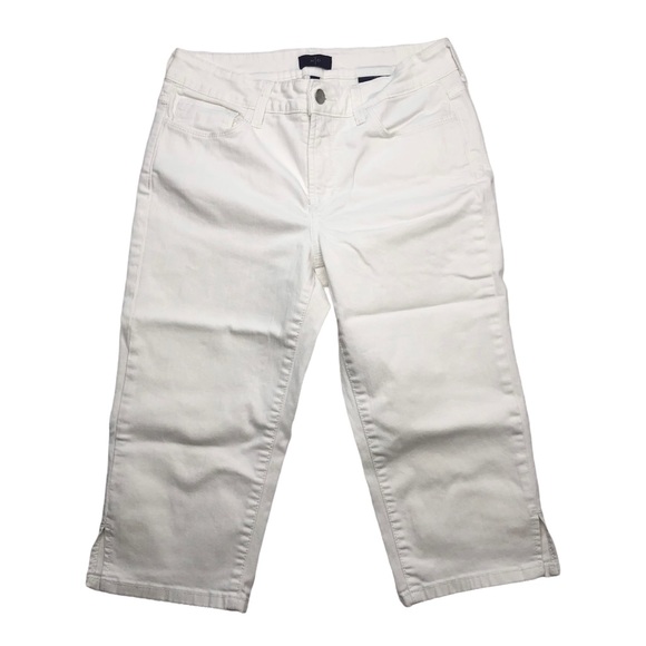 NYDJ White Mid Rise Stretch Cropped Jeans with Notched Leg - Picture 3 of 14